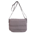 Quilted crossbody bag in taupe with adjustable strap and casual puffy texture - Gray