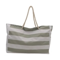 Bolso grande de lona a rayas con asas de cuerda para viajes y playa de verano - Verde
