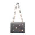 Grijze fluwelen schoudertas met gouden zonnestraal studs en metalen ketting - Grijs