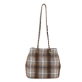 Bolso de hombro retro de cuadros de gran capacidad con cadena dorada en marrón y gris - Rejilla Gris