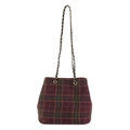 Bolso de hombro retro a cuadros rojos y verdes con cadena de lana para mujer en otoño - Cuadros Rojos
