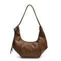 Borsa hobo vintage marrone a pieghe a mezzaluna con dettaglio tracolla annodata - Marrone