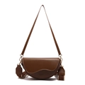 Bolso de montura marrón oscuro con correas dobles de cuero y tejido de alta calidad - Marrón