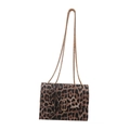 Chic leopard print small square crossbody bag with gold chain strap and metal clasp - Brown
