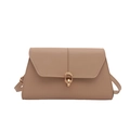 Khaki PU leather crossbody square bag with golden interlocking rings buckle - Khaki