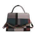 Borsa a tracolla patchwork a quadri con catena dorata e tracolla regolabile - Blu