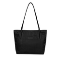 Black large capacity tote bag with houndstooth embossing and long shoulder handles - Houndstooth Texture Style / Black