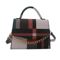 Borsa a tracolla stile inglese a quadri rossi, grigi e verdi con catena dorata decorativa - Colorato