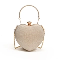 Pochette en forme de cœur couleur champagne doré avec paillettes et poignée ronde - Doré