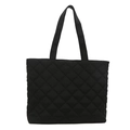 Borsa tote trapuntata nera capiente con tracolla per uso quotidiano e tempo libero - Nero