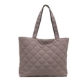Borsa tote imbottita color talpa con cuciture a rombi e grande capacità da donna - Grigio