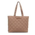 Borsa tote trapuntata a rombi in nylon beige capiente per il pendolarismo quotidiano - Cachi