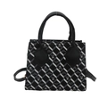 Retro-Schultertasche mit Schwarz-Weiß-Schachbrettmuster und süßem Bären-Motiv - Schwarz