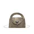 Vintage brown washed crossbody bag with ring handle and heart-shaped metal lock - Brown