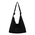 Bolso hobo grande minimalista de ante sintético negro con un diseño de correa anudada - Negro
