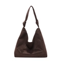 Bolso tote de ante marrón oscuro con un elegante detalle de nudo en el asa lateral - Café