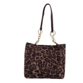 Leopard-Print Shopper mit braunen Wildleder-Riemen und goldenen Ketten-Details - Rosa