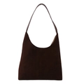 Sac hobo minimaliste en daim marron avec bandoulière en cuir lisse et design incurvé élégant - Marron
