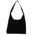 Grand sac hobo en daim noir avec large bandoulière et design minimaliste élégant - Noir