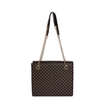Retro donkerbruine draagtas met geometrische print en gouden ketting schouderriem - Bruin