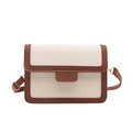 Mini crossbodytas van gebroken wit leer met krokodillenreliëf en bruine lederen details - Bruin