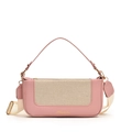Borsa a tracolla rosa con pannello in mesh beige e ampia tracolla in tessuto intrecciato - Rosa