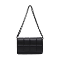 Elegante borsa a tracolla trapuntata nera con catena intrecciata argento da donna - Nero