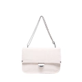 Weiße Ketten-Schultertasche mit minimalistischem Design und silbernem Metallschloss - Weiß