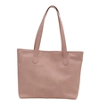 Light pink large capacity tote bag with minimalist geometric stitching on smooth faux leather - Pink