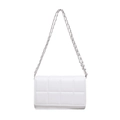 Borsa a tracolla trapuntata bianca con catena argentata e motivo a scacchi minimalista - Bianco