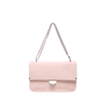 Zartrosa Umhängetasche aus Leder mit Kette und minimalistischer Schnalle aus Silber - Rosa