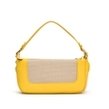 Borsa a tracolla retrò in pelle gialla e tela beige con fibbia in metallo dorato - Giallo