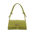 Minimalist light green faux leather shoulder bag with rectangular metal buckle and knotted strap - Green