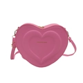 Chic pink heart-shaped crossbody bag with adjustable strap and gold fashion lettering - Pink