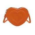 Fashionable heart-shaped orange crossbody bag with embossed texture and metal zipper - Orange