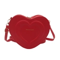 Elegante borsa a tracolla rossa a forma di cuore in pelle PU con logo e dettagli dorati - Rosso