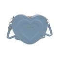 Borsa a tracolla azzurra a forma di cuore con scritte dorate e spallina sottile - Blu