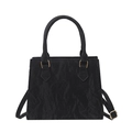 Chic black pleated PU crossbody bag with trapezoid structure and golden hardware details - Black
