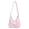 Rosa Hobo-Tasche mit Monogramm-Muster, Wellendesign und silberner Kette - Mit Ornament / Rosa