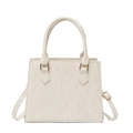 Elegant cream white crossbody bag with subtle wrinkled texture and gold hardware - White
