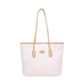 Bolso tote grande rosa claro y marrón de cuero sintético con correas finas para el hombro - Caqui