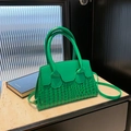 Petit sac à bandoulière vert minimaliste avec motif crocodile et doubles poignées - Vert