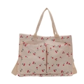 Grand sac cabas en nylon à imprimé cerise avec poches frontales pour femmes et étudiants - Blanc
