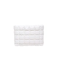 Minimalist white quilted padded envelope clutch bag with embossed grid pattern - White