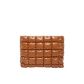 Sac à main marron en cuir PU matelassé avec design minimaliste à carreaux rembourrés - Marron
