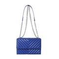Sac bandoulière matelassé bleu roi pour femme avec chaîne en métal argenté en cuir PU - Bleu clair