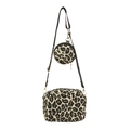 Modieuze crossbodytas met luipaardprint inclusief ronde portemonnee en schouderriem - Geel