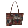 Γυναικεία τσάντα tote με γεωμετρικό σχέδιο patchwork και μικρό ασορτί τσαντάκι - Μπλε Patchwork