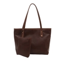 Borsa tote patchwork marrone scuro e pochette abbinata in ecopelle di qualità - Marrone