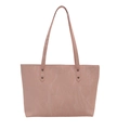 Grand sac cabas en cuir froissé rose pour femme avec détails de rivets métalliques - Rose